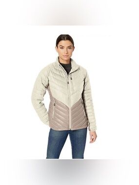 Outdoor Research Women’s Two-Tone Quilted Puffer Jacket in Cream & Brown